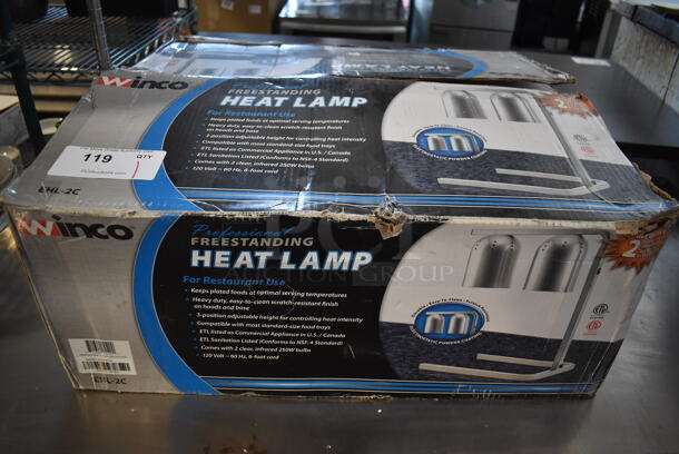 BRAND NEW IN BOX! Winco EHL-2C Metal Commercial Countertop 2 Head Warming Lamp. Tested and Working! - Image 5 of 6