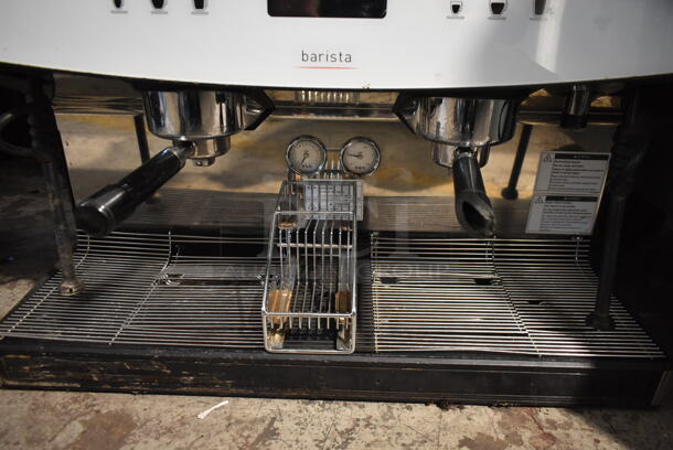 2018 Schaerer Barista Stainless Steel Commercial Countertop 2 Group Espresso Machine w/ 2 Portafilters, 2 Steam Wands and 2 Hoppers. 208/240 Volts, 1 Phase.
 - Image 4 of 6