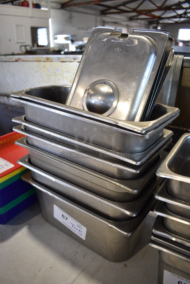 7 Stainless Steel 1/3 Size Drop In Bins w/ 5 Lids. 1/3x6. 7 Times Your Bid! - Image 2 of 3