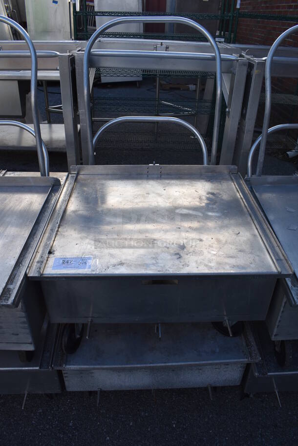 2 Metal Commercial Dollies w/ Push Handle on Commercial Casters. 27x27x40. 2 Times Your Bid!