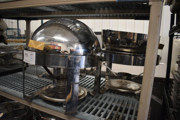3 Metal Chafing Dish Frames w/ 3 Lids. No Drop Ins. 17x17x17. 3 Times Your Bid! - Image 2 of 4