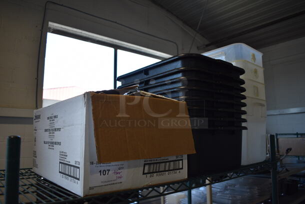 ALL ONE MONEY! Tier Lot of Black Poly Bus Bins, Clear Containers and Napkin Bundles - Image 1 of 4