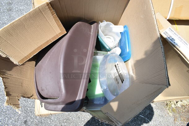ALL ONE MONEY! Lot of BRAND NEW SCRATCH AND DENT! Items Including 76A5901110T020 American Standard 5901110T.020 Elongated Commercial Heavy-Duty Toilet Seat with EverClean and Stainless Steel Check Hinges, 999RP10CL Choice Crystal 10" Clear Plastic Plate - 20/Pack, Poly Bins. - Image 5 of 10