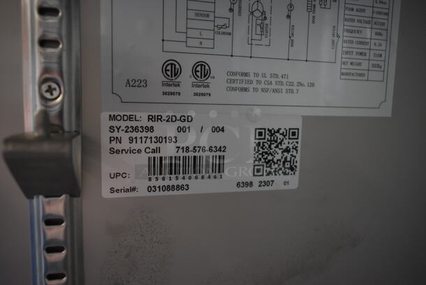 BRAND NEW SCRATCH AND DENT! KoolMore RIR-2D-GD Stainless Steel Commercial 2 Door Reach In Cooler Merchandiser. 115 Volts, 1 Phase. Tested and Working! - Image 6 of 6