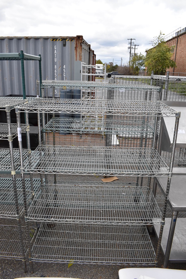 Chrome Finish 4 Tier Wire Shelving Unit. BUYER MUST DISMANTLE. PCI CANNOT DISMANTLE FOR SHIPPING. PLEASE CONSIDER FREIGHT CHARGES. 48x24x63 - Image 2 of 3