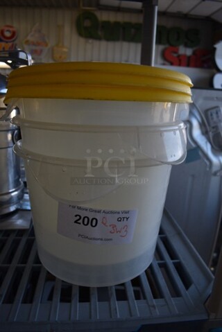 ALL ONE MONEY! Lot of 3 Clear Ploy Containers w/ 3 Yellow Poly Lids. 10x10x7.5.