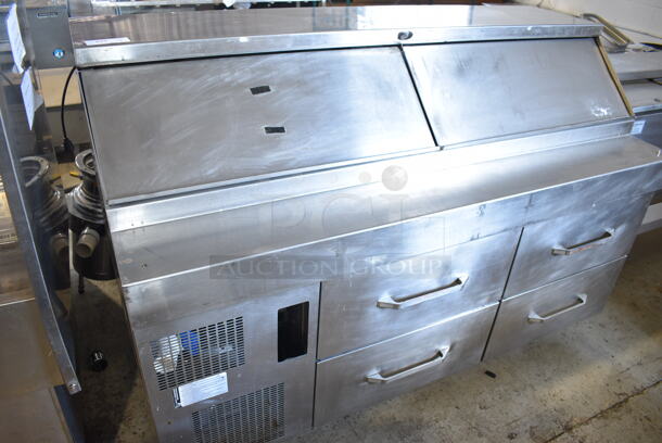 Randell Stainless Steel Commercial Sandwich Salad Prep Table Bain Marie w/ 4 Drawers on Commercial Casters. 72x34x48. Tested and Working! - Image 2 of 6