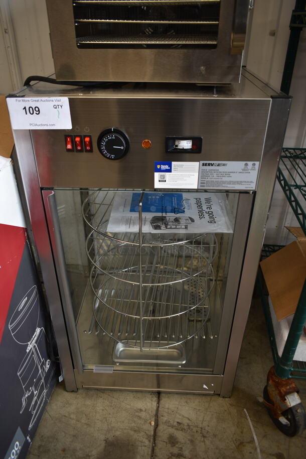 BRAND NEW SCRATCH AND DENT! ServIt 423PDW12D1 Stainless Steel Commercial Countertop Full-Service Countertop Display Warmer with 4 Shelves. 120 Volt, 1 Phase. Tested and Working! - Image 1 of 6