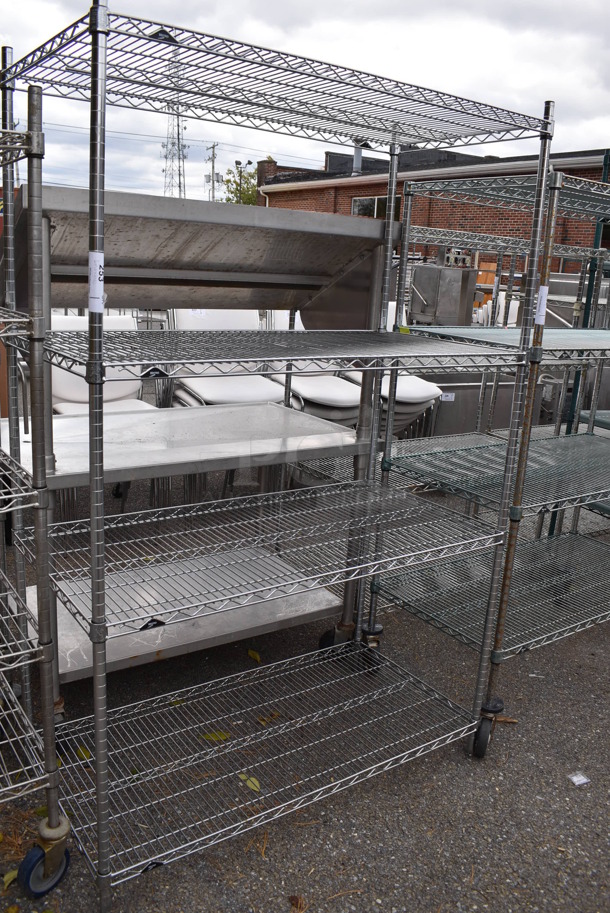 Metro Chrome Finish 4 Tier Wire Shelving Unit. BUYER MUST DISMANTLE. PCI CANNOT DISMANTLE FOR SHIPPING. PLEASE CONSIDER FREIGHT CHARGES. 48x24x75 - Image 2 of 5