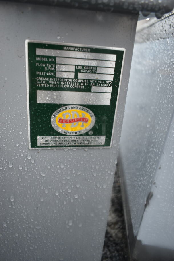 BRAND NEW SCRATCH AND DENT! Regency 600GT20 40 lb. 20 GPM Grease Trap with 3" Non-Threaded Connections - Image 5 of 5