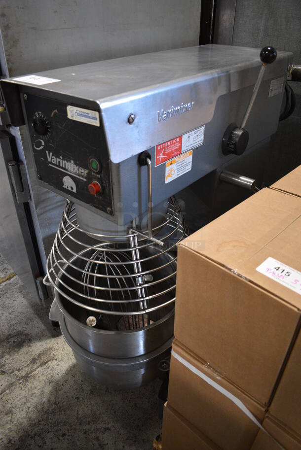 Varimixer Model W40 Metal Commercial Floor Style 40 Quart Planetary Mixer w/ Stainless Steel Bowl, Bowl Guard, Whisk and Dough Hook Attachments. 208 Volts, 3 Phase. 21x35x48 - Image 3 of 7