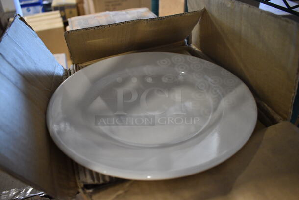 24 BRAND NEW IN BOX! Tuxton White Ceramic Plates. 10.5x10.5x1. 24 Times Your Bid!
