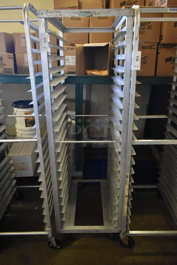 Metal Commercial Pan Transport Rack on Commercial Casters. (hallway)