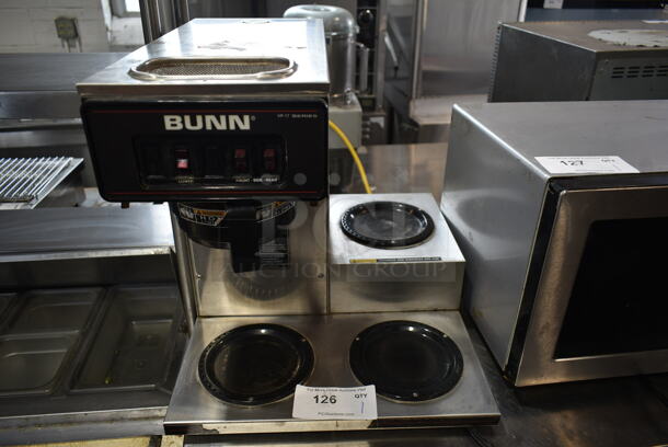 Bunn Stainless Steel Commercial Countertop 3 Burner Coffee Machine w/ Poly Brew Basket. 