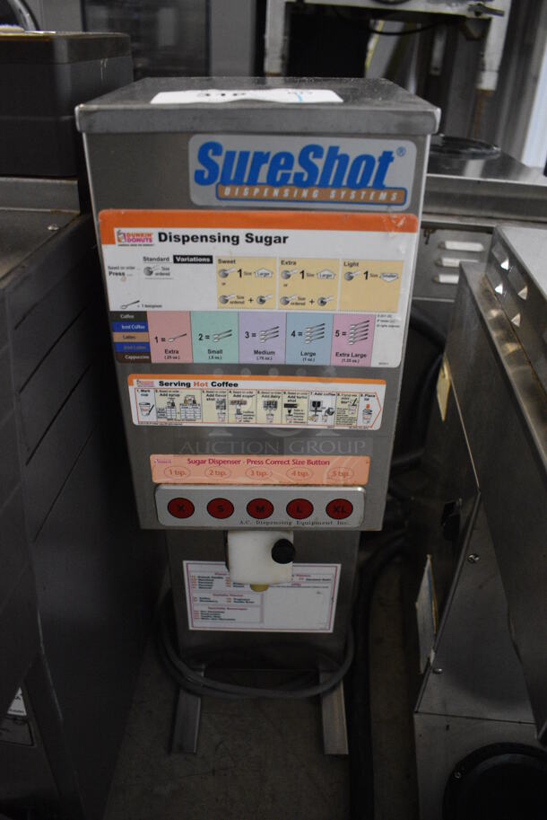 SureShot Stainless Steel Commercial Countertop Sugar Dispenser. 7.5x11x23