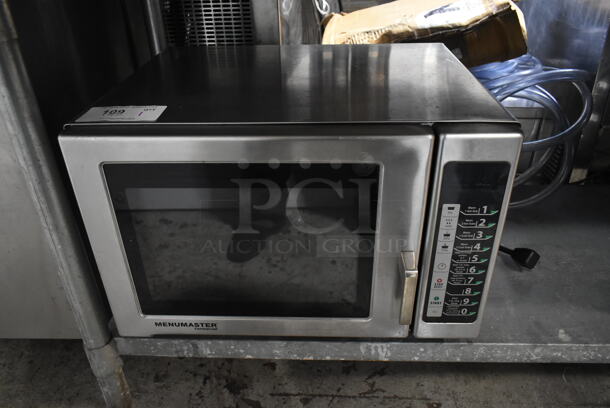 2014 Menumaster RFS12TSW Stainless Steel Commercial Countertop Microwave Oven. 120 Volts, 1 Phase. 