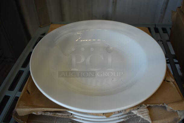 4 BRAND NEW! White Ceramic Pasta Plates. 10.5x10.5x1.5. 4 Times Your Bid!