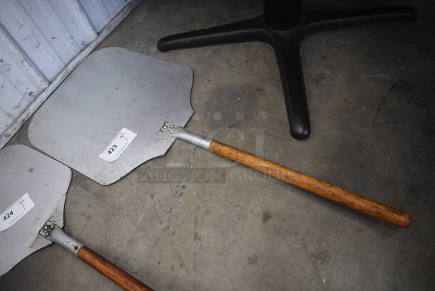 Metal Pizza Peel w/ Wooden Handle. 16x39x1 - Image 1 of 3