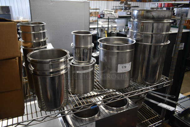 ALL ONE MONEY! Lot of 19 Various Stainless Steel Cylindrical Drop In Bins - Image 3 of 3