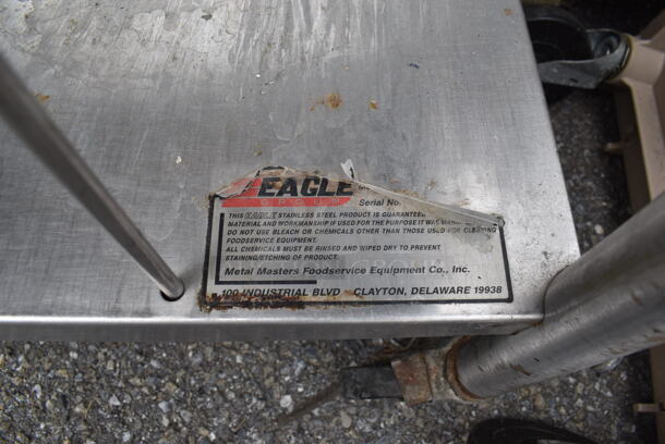 Eagle Stainless Steel Table w/ Under Shelf on Commercial Casters. 60x30x35 - Image 6 of 6