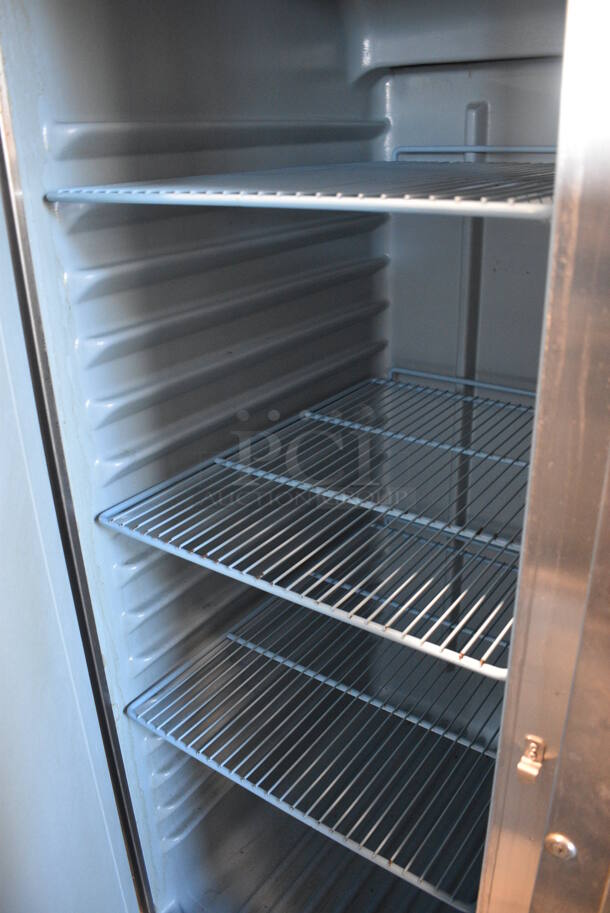 Delfield Stainless Steel Commercial 3 Door Reach In Cooler w/ Poly Coated Racks on Commercial Casters. 77x32x80. Cannot Test Due To Plug Style - Image 5 of 6
