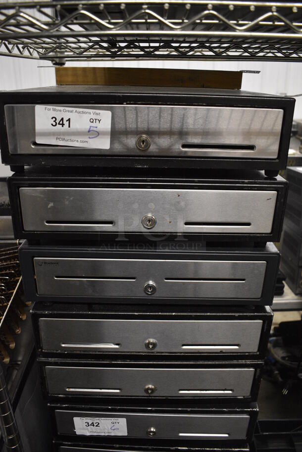5 Metal Cash Drawers w/ Stainless Steel Face. 16x16.5x4.5. 5 Times Your Bid!