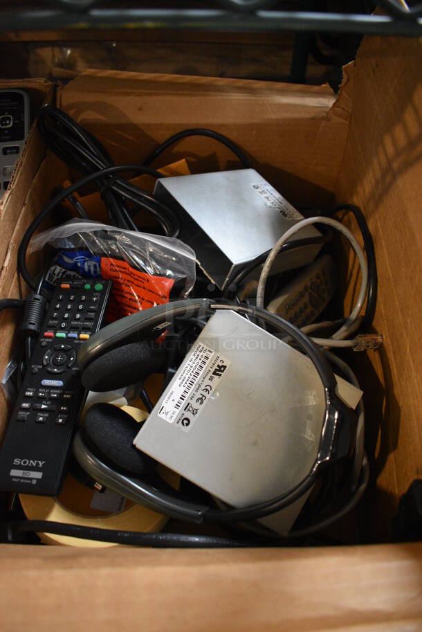 ALL ONE MONEY! Lot of 2 Boxes of Various Items Including Corded Telephones and Dual Sensor Kit!  - Image 2 of 5