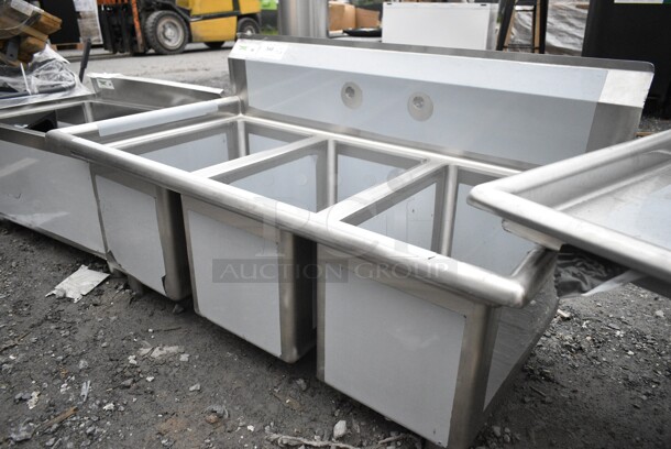 BRAND NEW SCRATCH AND DENT! Regency 600S31220  45" 16-Gauge Stainless Steel Three Compartment Commercial Sink - 12" x 20" x 12" Bowls. No Legs. - Image 3 of 7