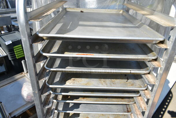 Metal Commercial Pan Transport Rack on Commercial Casters w/ Metal Baking Pans and Clear Cover.  - Image 6 of 8