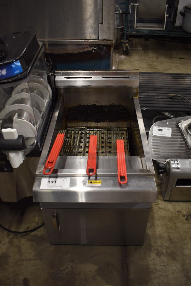 CPG Commercial Stainless Steel Natural Gas Countertop Fryer With Fry Basket Pushers.