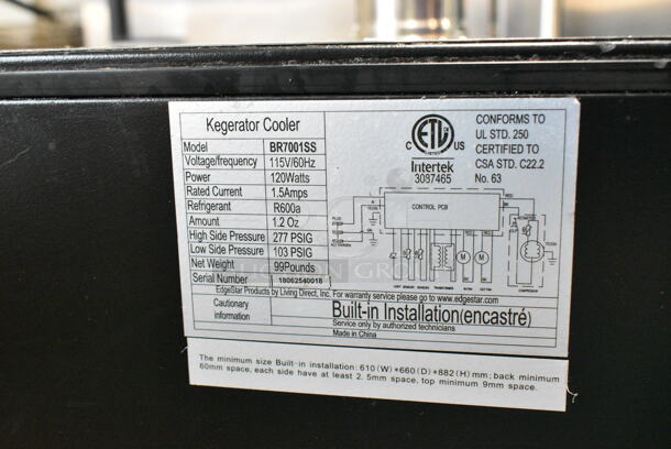 BR7001SS Stainless Steel Commercial Direct Draw Kegerator w/ 3 Head Beer Tower on Commercial Casters. 115 Volts, 1 Phase. Tested and Working! - Image 4 of 4