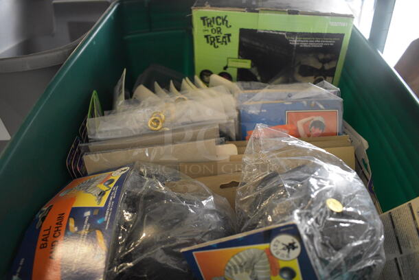 ALL ONE MONEY! Lot of Various Items Including Fake Moustaches, Fishnet Stockings and Face Paint in Green Bin!