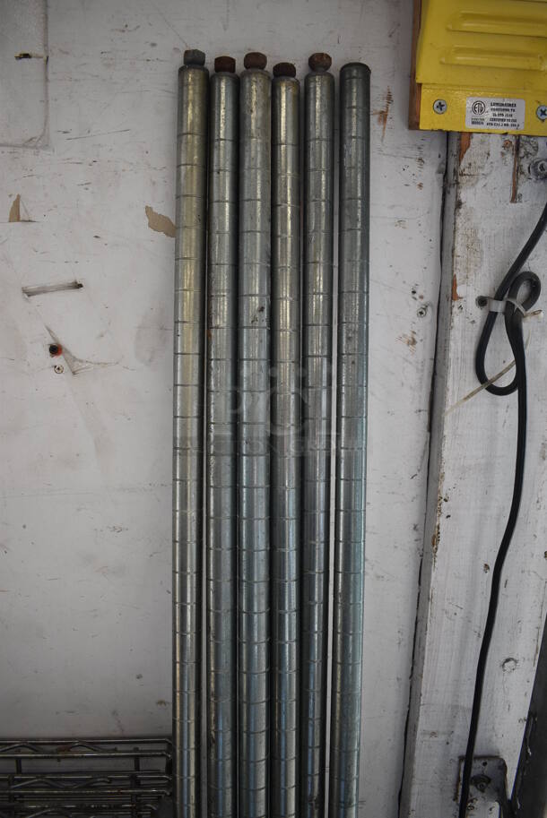 ALL ONE MONEY! Lot of 4 Metro Style Shelves and 4 Poles! 36x24x1.5, 63" - Image 4 of 4