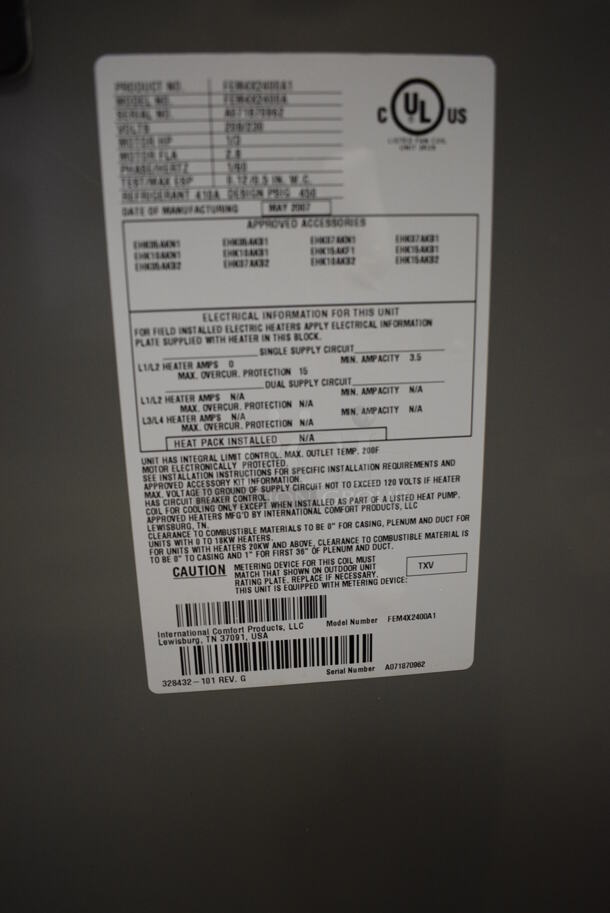 Arcoaire FEM4X2400A1 Air Handler (Main Building)  - Image 8 of 8