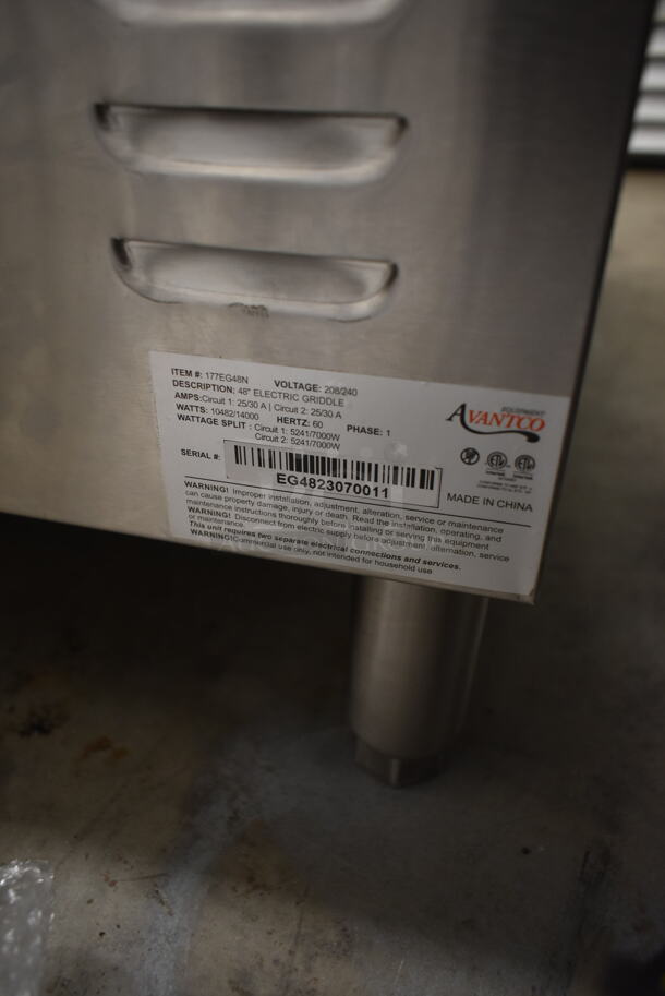 BRAND NEW SCRATCH AND DENT! Avantco 177EG48N Stainless Steel Commercial Countertop Electric Powered Flat Top Griddle. 208/240 Volts, 1 Phase.  - Image 6 of 6