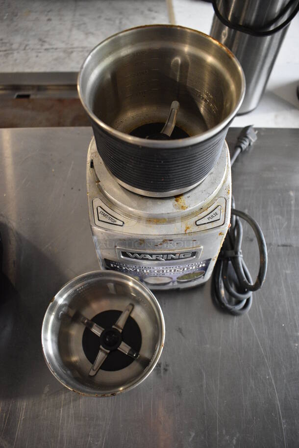 Waring Model WSG60 Metal Commercial Countertop Spice Grinder w/ Extra Cup. 120 Volts, 1 Phase. 7x7x12. Tested and Working! Works When Front Two Buttons Are Pushed Down - Image 4 of 5