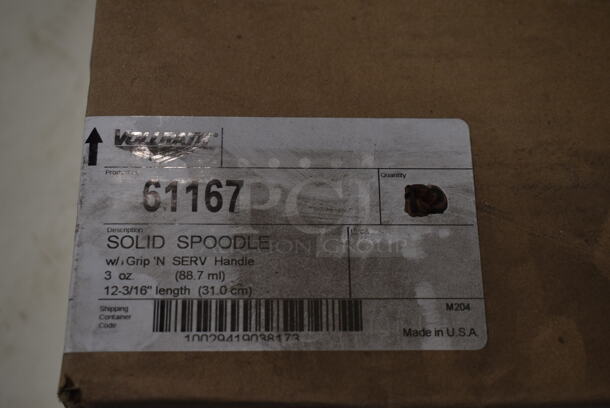 Box of 8 BRAND NEW! Vollrath 61167 3 oz. Black Solid Round Stainless Steel Spoodle® Portion Spoon with Grip 'N Serve® Handle - Image 4 of 4