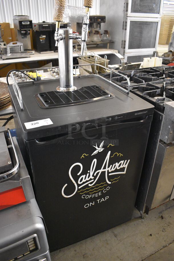 2017 Edgestar Direct Draw Kegerator w/ Beer Tower, 2 Tap Handles and 2 Fourth Size Kegs on Commercial Casters. 115 Volts, 1 Phase. 24x24x62. Tested and Working! - Image 8 of 9