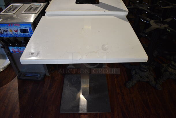3 White Metal Tables on Chrome Finish Table Base. 30x24x30. 3 Times Your Bid! (lounge) - Image 2 of 3