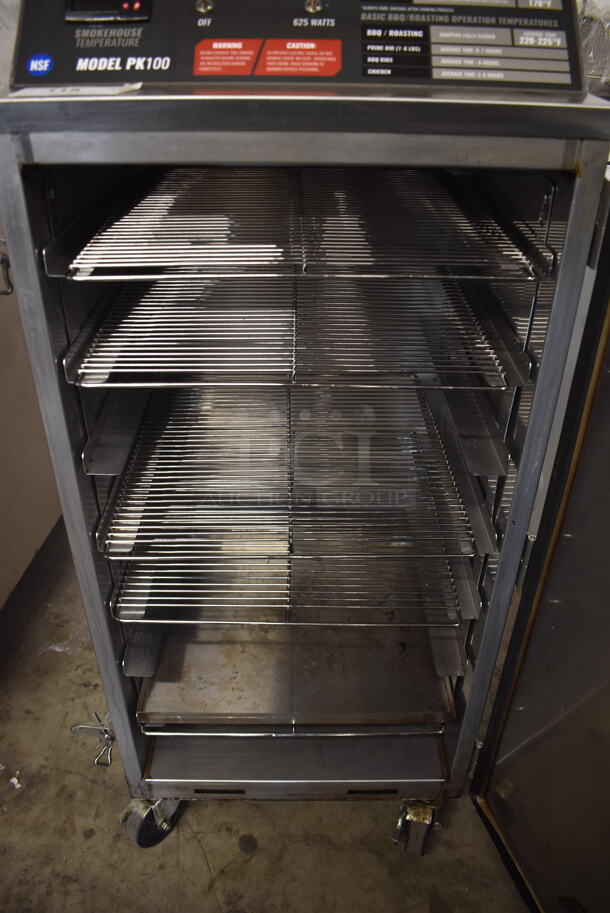LIKE NEW! 2022 Pro Smoker N Roaster PK100 SS Commercial Stainless Steel Electric Smoker With Steel Racks On Commercial Casters. 120v, 1 Phase.  - Image 5 of 6