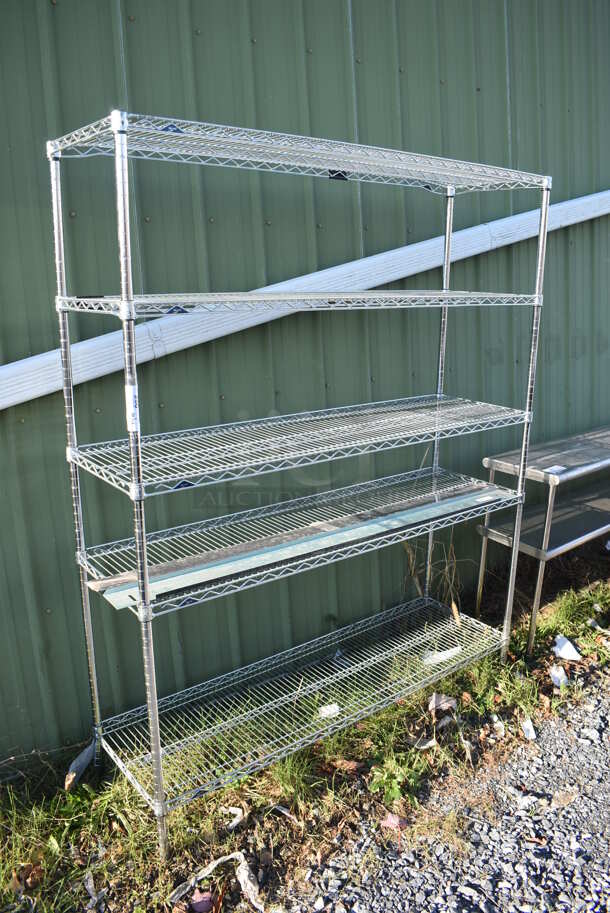 Metro Chrome Finish 5 Tier Wire Shelving Unit. BUYER MUST DISMANTLE. PCI CANNOT DISMANTLE FOR SHIPPING. PLEASE CONSIDER FREIGHT CHARGES. 60x18x74 - Image 2 of 4