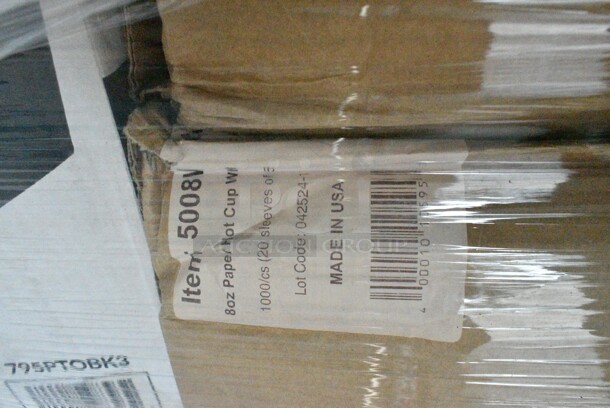 PALLET LOT of 33 BRAND NEW Boxes 395TO991 EcoChoice 9" x 9" x 3" Compostable Sugarcane / Bagasse 1 Compartment Take-Out Box - 200/Case, 2 Box 394360M Noble Products Powdered Disposable Vinyl Gloves for Foodservice - 1000/Case, 394360L Noble Products Powdered Disposable Vinyl Gloves for Foodservice - 1000/Case, 130BKFKSNSPH Choice Black Heavy Weight Wrapped Plastic Cutlery Pack with Napkin and Salt and Pepper Packets - 500/Case, 127P400 Choice 4 oz. Black Plastic Souffle Cup / Portion Cup - 2500/Case, 2 Box 5001BNAP Choice 1-Ply White Beverage / Cocktail Napkin - 4000/Case, 966TALLFLDB Choice White Tall-Fold 6" x 13" Dispenser Napkin - 8000/Case, Choice 9" Round Dome Take Out Lids, 5005DNAPFLTE Choice Touchstone 14" x 14" White Linen-Feel Flat-Packed Dinner Napkin, 395SP10 EcoChoice Compostable Sugarcane / Bagasse 10" x 10" Square Plate - 300/Case, 5013858 Lavex Li'l Herc 55-60 Gallon 1.2 Mil 38" x 58" Low Density Medium-Duty Black Trash Bag / Can Liner - 100/Case, 5008W Choice 8 oz. Tall White Poly Paper Hot Cup - 1000/Case, 2 Box 795PTOBK3 Choice 7 3/4" x 5 1/2" x 2 1/2" Black Microwavable Folded Paper #3 Take-Out Container - 200/Case, Dart 9CPWC Concorde 9" 3 Compartment White Non-Laminated Round Foam Plate, 485WB9NEONW Choice 9" Neon Extra Wide Pointed Wrapped Boba Straw - 1600/Case, 612DS3COMP Choice 8 1/2"x 6 3/8" 3-Compartment Oblong Foil Take-Out Container with Board Lid - 250/Case. 33 Times Your Bid! - Image 9 of 12