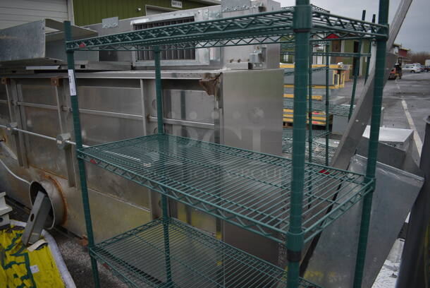 Metro Green Finish 4 Tier Shelving Unit. BUYER MUST DISMANTLE. PCI CANNOT DISMANTLE FOR SHIPPING. PLEASE CONSIDER FREIGHT CHARGES. 42x18x63  - Image 3 of 3