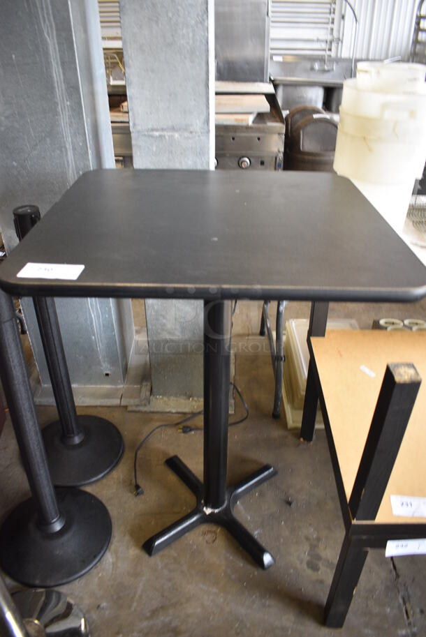 Black Bar Height Table on Black Metal Table Base. 30x30x42