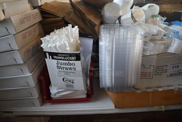 ALL ONE MONEY! Lot of Various Items Including Portion Cups, Lids, Containers, Brown Paper Bags and Pizza Boxes! - Image 3 of 5