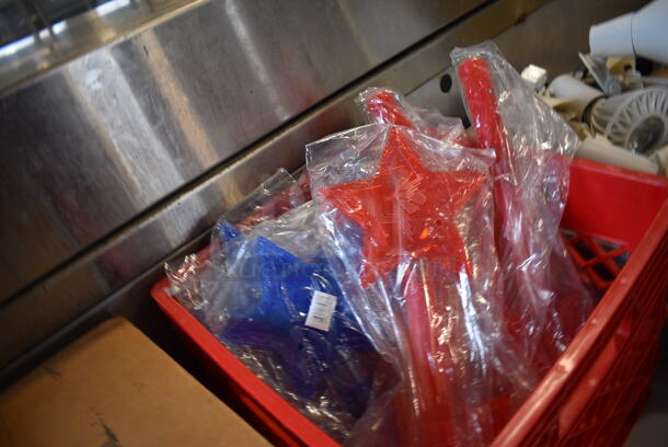 ALL ONE MONEY! Lot of Red and Blue Poly Star Wands!  - Image 2 of 3