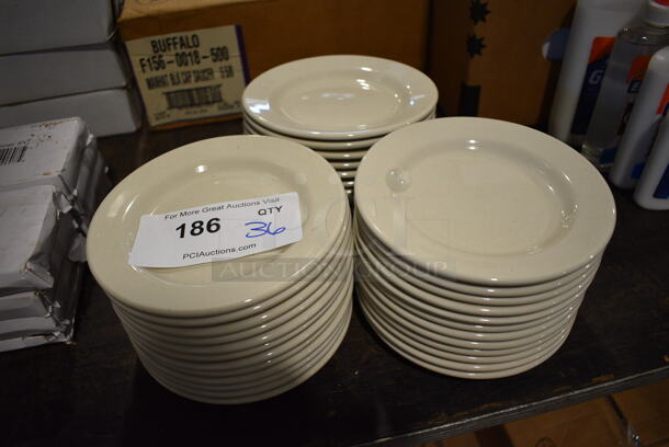 36 White Ceramic Plates. 6x6x1. 36 Times Your Bid!