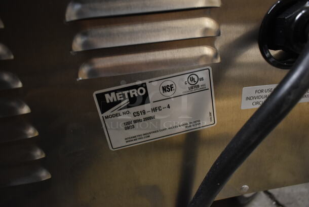 BRAND NEW SCRATCH AND DENT! 2023 Metro C519-HFC-4 Metal Commercial Single Door Warming Holding Cabinet on Commercial Casters. 120 Volts, 1 Phase. Tested and Working! - Image 6 of 6