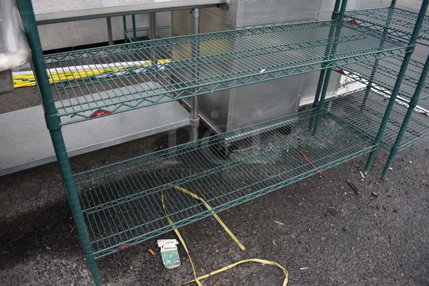 Metro Green Finish 4 Tier Shelving Unit. BUYER MUST DISMANTLE. PCI CANNOT DISMANTLE FOR SHIPPING. PLEASE CONSIDER FREIGHT CHARGES. 60x18x63 - Image 3 of 3