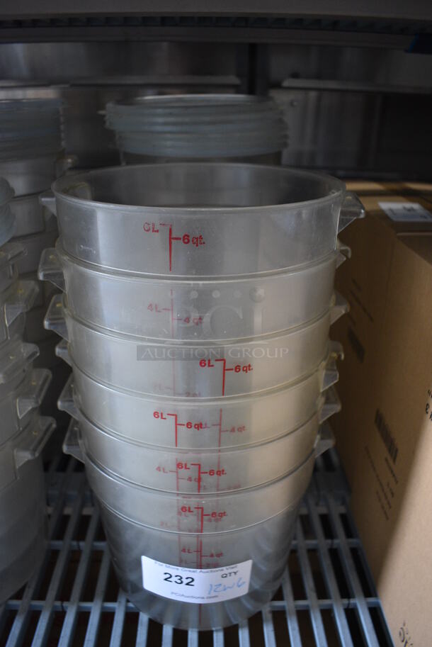 ALL ONE MONEY! Lot of 12 Clear Poly 6 Quart Bins and 6 Lids! 10x9x8 - Image 1 of 2